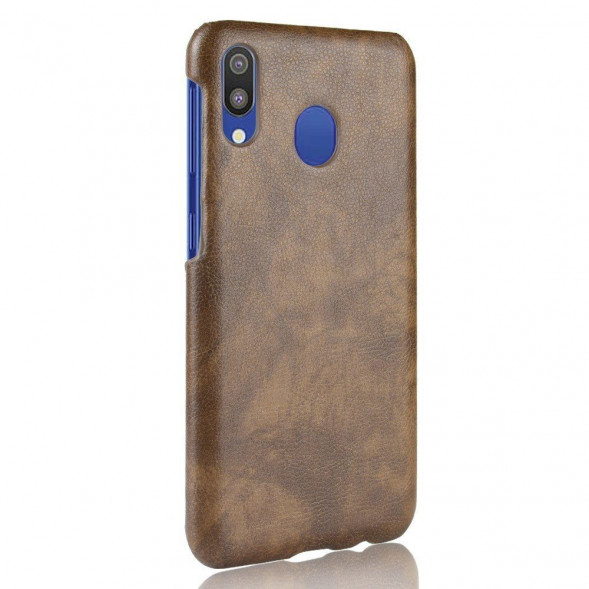 Кожаный чехол Litchi Texture для Samsung Galaxy M20 (коричневый)
