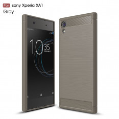 Чехол накладка Carbon Fibre для Sony Xperia XA1, XA1 Dual (серый)