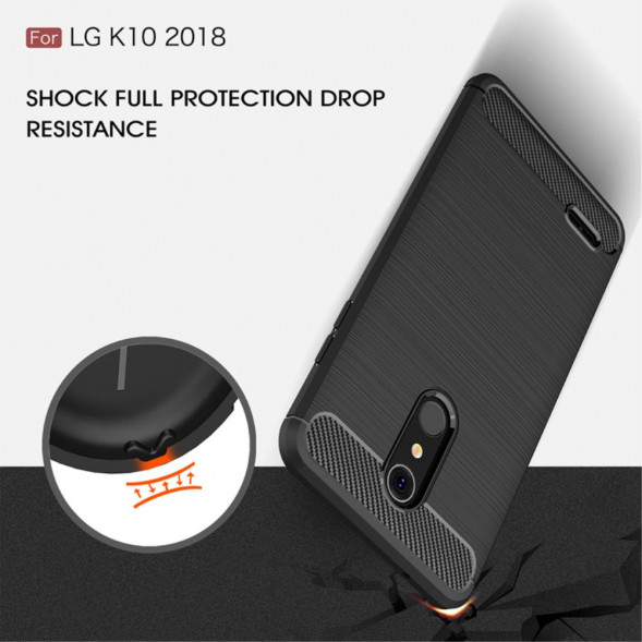 Чехол накладка Carbon Fiber для LG K10 (2018) (черный)