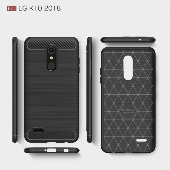 Чехол накладка Carbon Fiber для LG K10 (2018) (черный)