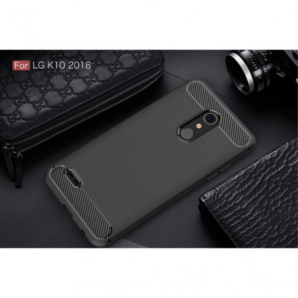 Чехол накладка Carbon Fiber для LG K10 (2018) (черный)