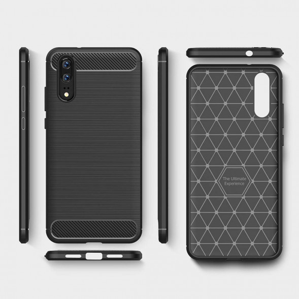 Чехол Carbon Fibre для Huawei P20 (серый)