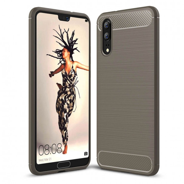 Чехол Carbon Fibre для Huawei P20 (серый)