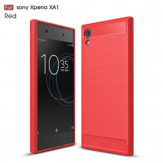 Чехол накладка Carbon Fibre для Sony Xperia XA1, XA1 Dual (красный)