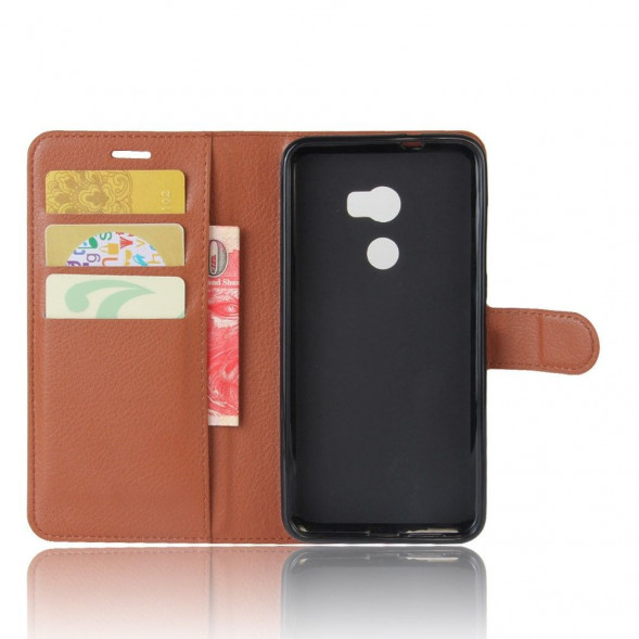 Чехол книжка с визитницей для HTC One X10 (коричневый)