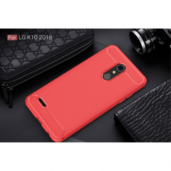 Чехол накладка Carbon Fiber для LG K10 (2018) (красный)