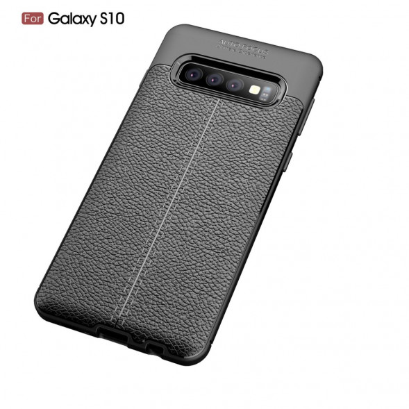 Чехол накладка Litchi Grain для Samsung Galaxy S10 (черный)