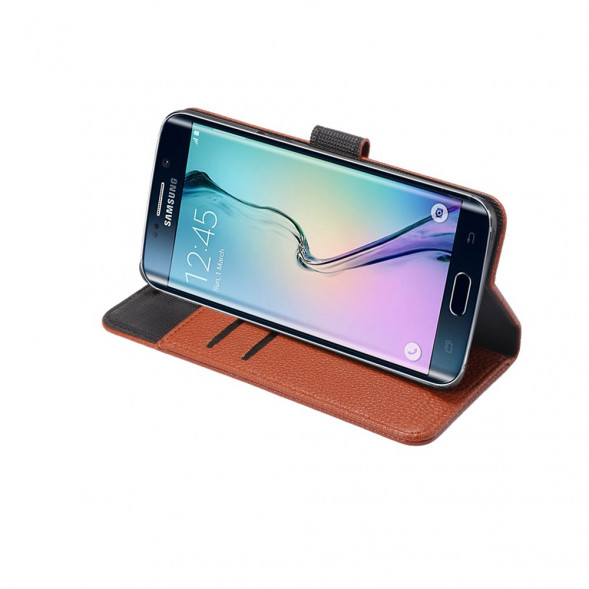 Чехол книжка с визитницей для Samsung Galaxy S6 EDGE+ G928 (Коричневый)