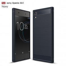 Чехол накладка Carbon Fibre для Sony Xperia XA1, XA1 Dual (синий)