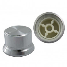 24-29X18BC Ручка приборная круглая с фланцем (серебристая)