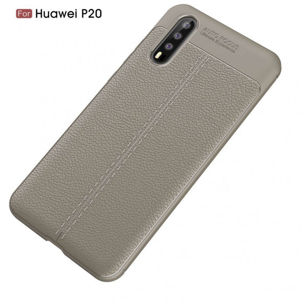 Чехол накладка Litchi Grain для Huawei P20 (серый)
