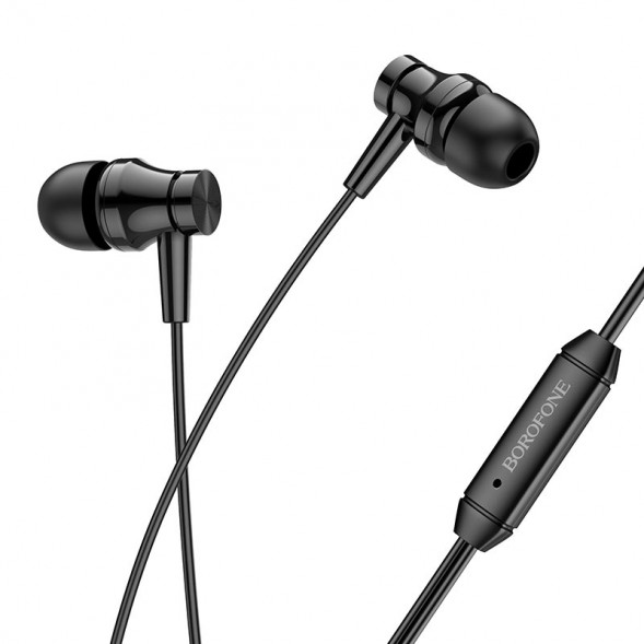 Проводные наушники Borofone BM67 Talent универсальные с микрофоном, 3.5мм, кабель 1.2м (Черные)
