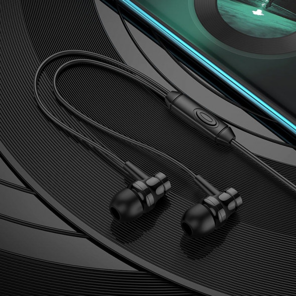 Проводные наушники Borofone BM67 Talent универсальные с микрофоном, 3.5мм, кабель 1.2м (Черные)