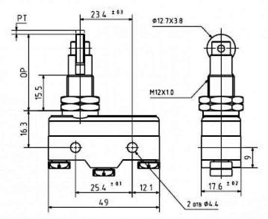 LXW5-11Q-2 15A/250VAC Концевой переключатель с роликовым толкателем