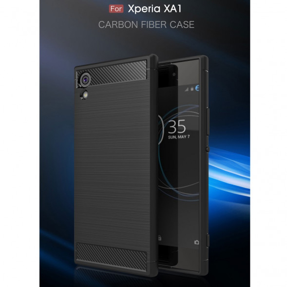 Чехол накладка Carbon Fibre для Sony Xperia XA1, XA1 Dual (черный)