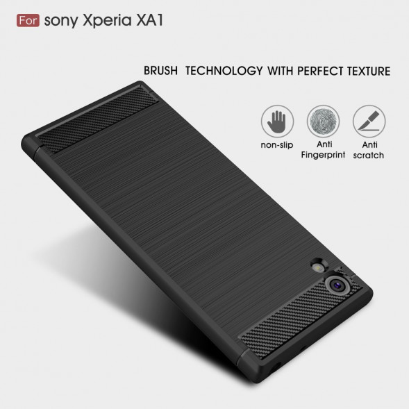 Чехол накладка Carbon Fibre для Sony Xperia XA1, XA1 Dual (черный)