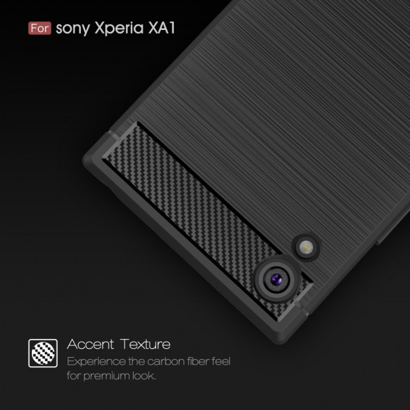 Чехол накладка Carbon Fibre для Sony Xperia XA1, XA1 Dual (черный)