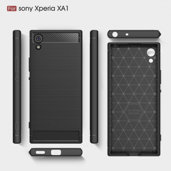 Чехол накладка Carbon Fibre для Sony Xperia XA1, XA1 Dual (черный)