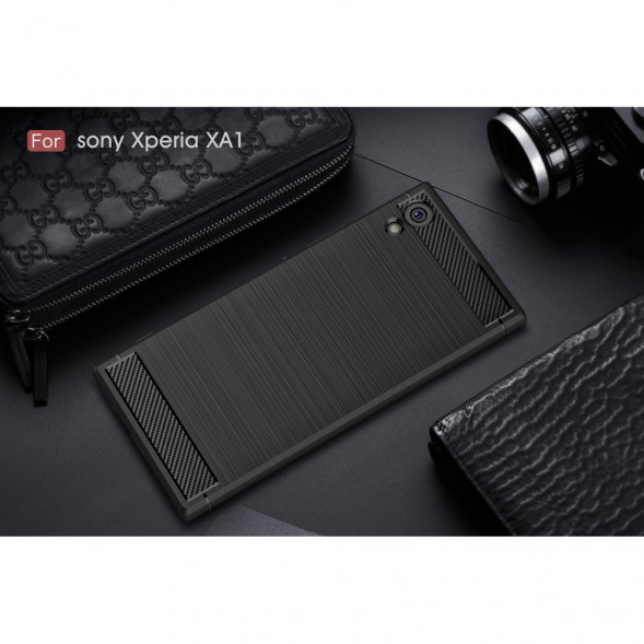 Чехол накладка Carbon Fibre для Sony Xperia XA1, XA1 Dual (черный)