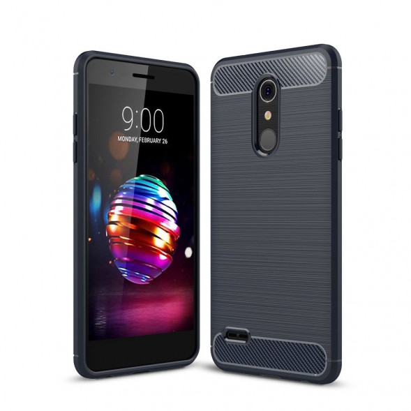 Чехол накладка Carbon Fiber для LG K10 (2018) (темно синий)