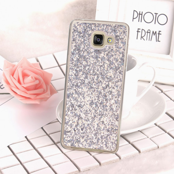 Силиконовый чехол с блесками для Samsung Galaxy A5 SM-A510F (серебро)