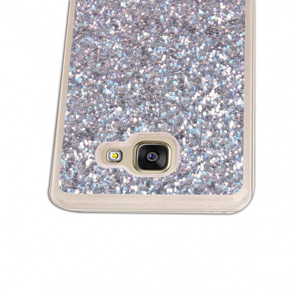 Силиконовый чехол с блесками для Samsung Galaxy A5 SM-A510F (серебро)