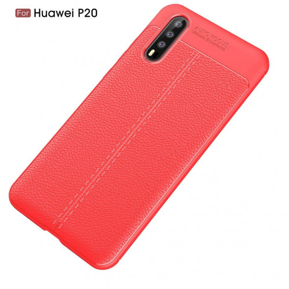 Чехол накладка Litchi Grain для Huawei P20 (красный)