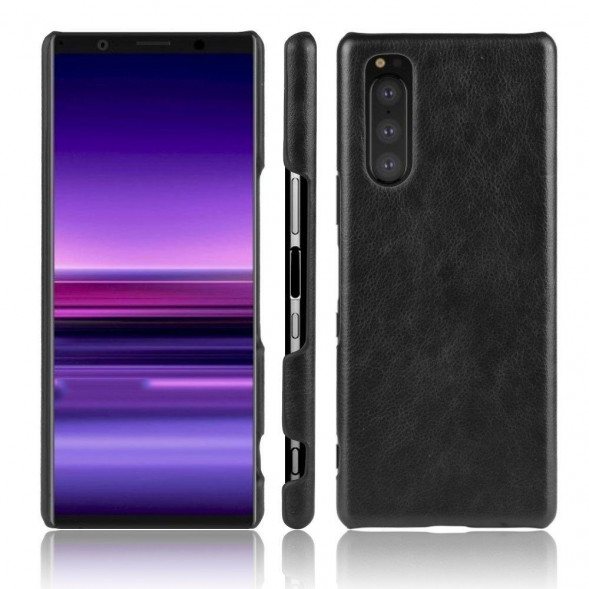 Кожаный чехол накладка для Sony Xperia 5 (черный)