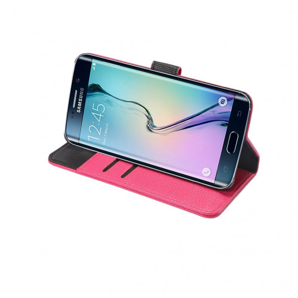 Чехол книжка с визитницей для Samsung Galaxy S6 EDGE+ G928 (Малиновый)