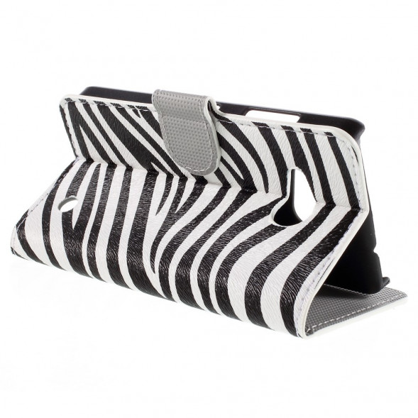 Чехол книжка с рисунком для Microsoft Lumia 550 (Зебра)