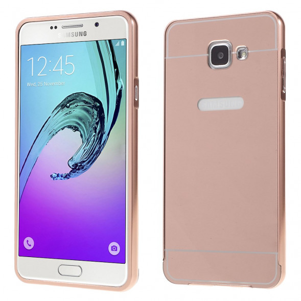 Алюминиевый чехол бампер для Samsung Galaxy A7 SM-A710F (2016 г.) (Розовое золото)