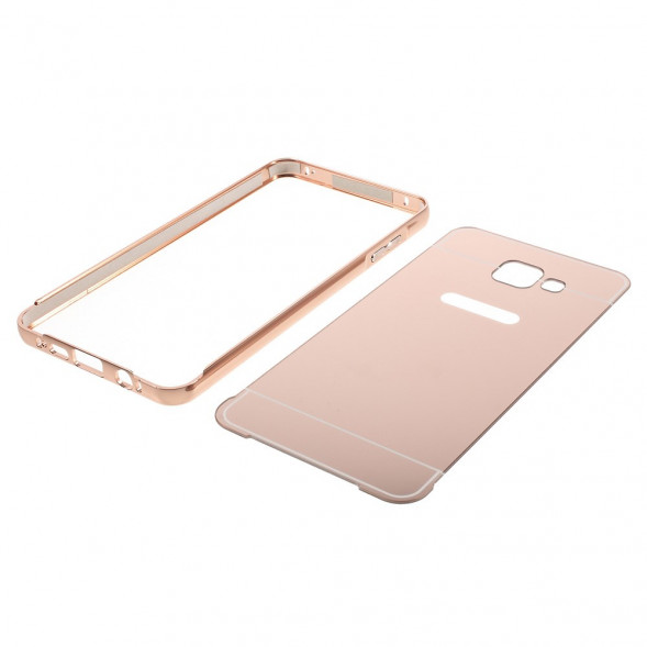 Алюминиевый чехол бампер для Samsung Galaxy A7 SM-A710F (2016 г.) (Розовое золото)