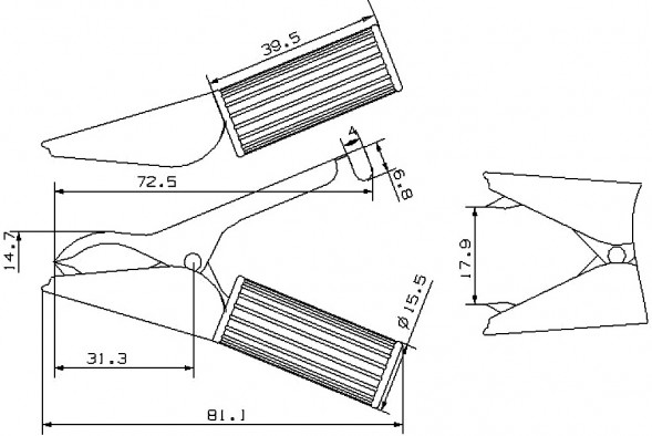8-0040 red Зажим Крокодил с изолятором 30А 72мм (красный)