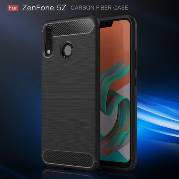 Чехол накладка Carbon Fiber для Asus Zenfone 5Z ZS620KL (Черный)