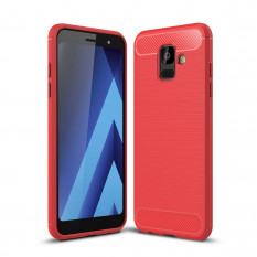 Чехол Carbon Fiber для Samsung Galaxy A6 2018 (красный)