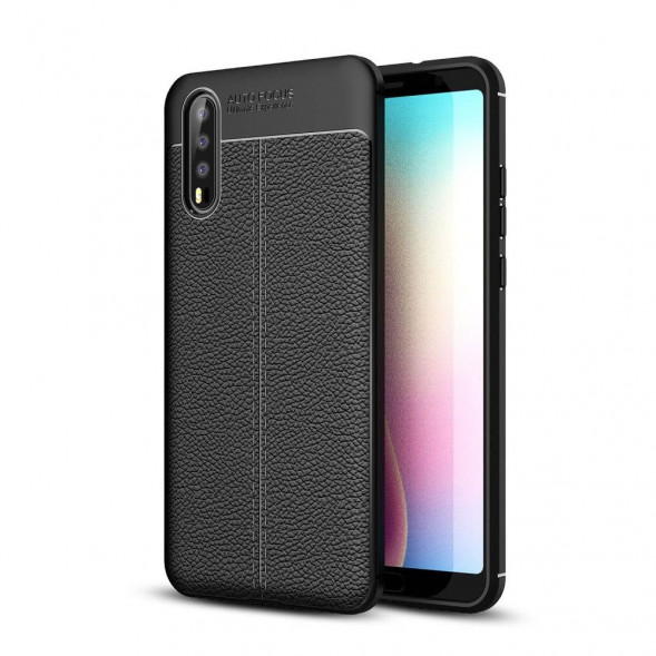 Чехол накладка Litchi Grain для Huawei P20 (черный)