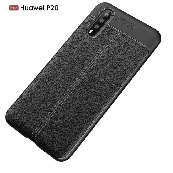 Чехол накладка Litchi Grain для Huawei P20 (черный)