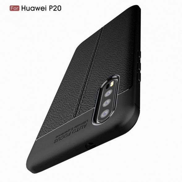 Чехол накладка Litchi Grain для Huawei P20 (черный)