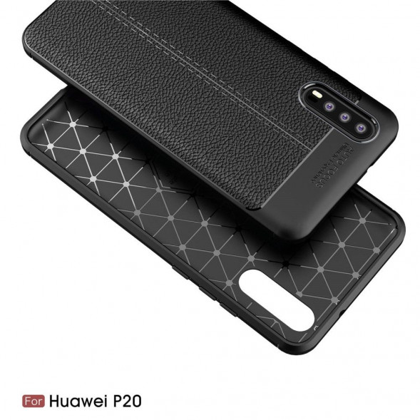 Чехол накладка Litchi Grain для Huawei P20 (черный)