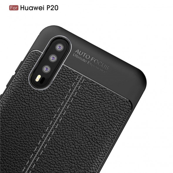 Чехол накладка Litchi Grain для Huawei P20 (черный)