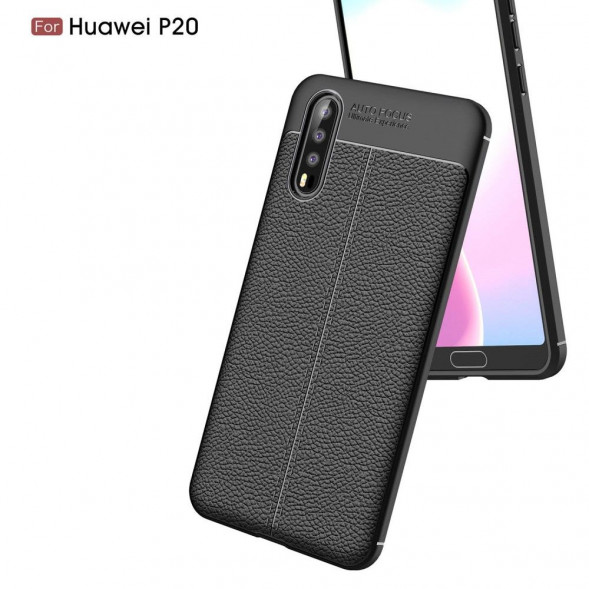 Чехол накладка Litchi Grain для Huawei P20 (черный)