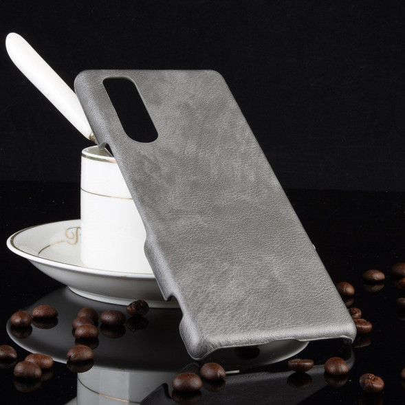 Кожаный чехол накладка для Sony Xperia 5 (серый)