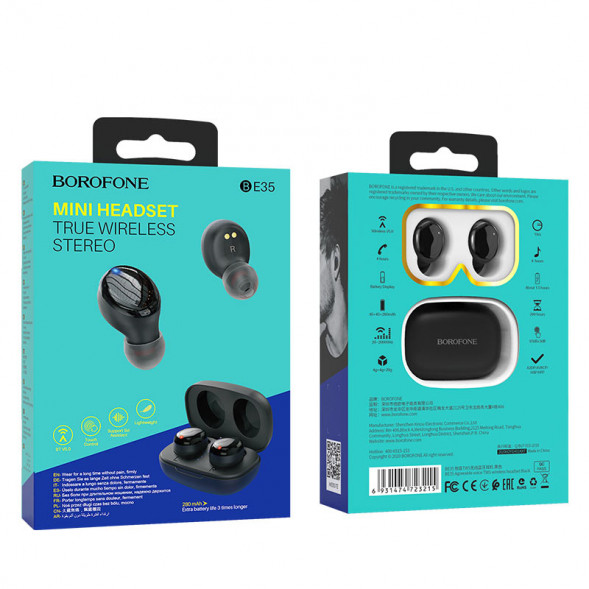 Беспроводные наушники Borofone BE35 Agreeable voice TWS (черный)