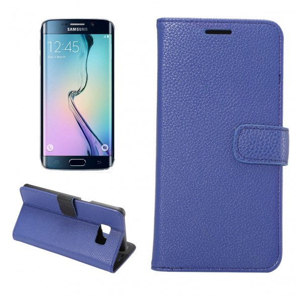 Чехол книжка с визитницей для Samsung Galaxy S6 EDGE+ G928 (Синий)