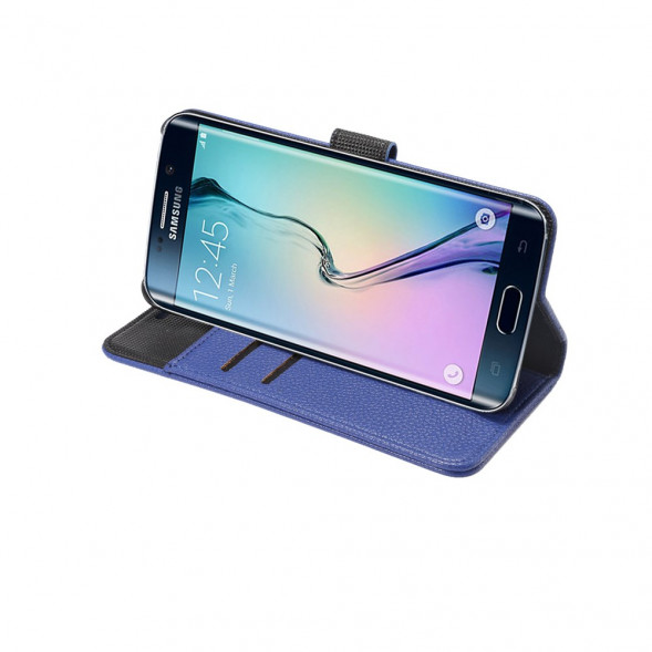 Чехол книжка с визитницей для Samsung Galaxy S6 EDGE+ G928 (Синий)