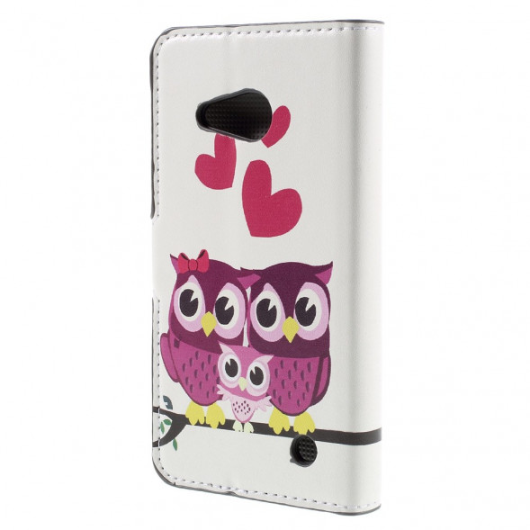 Чехол книжка с рисунком для Microsoft Lumia 550 (Семья сов)