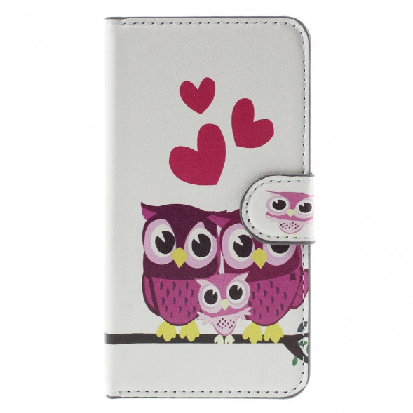 Чехол книжка с рисунком для Microsoft Lumia 550 (Семья сов)