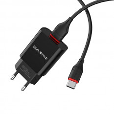 Зарядное устройство Borofone BA20A набор с кабелем Type-C 2100 mAh (черный)