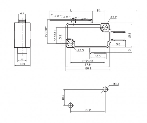 MSW-02B on-on Микропереключатель серии MSW с планкой