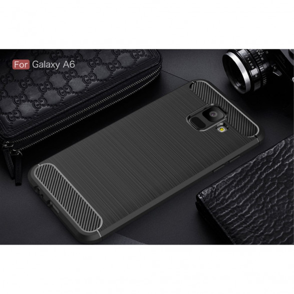 Чехол Carbon Fiber для Samsung Galaxy A6 2018 (черный)